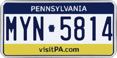 PA license plate MYN5814