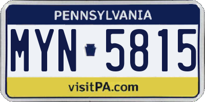 PA license plate MYN5815