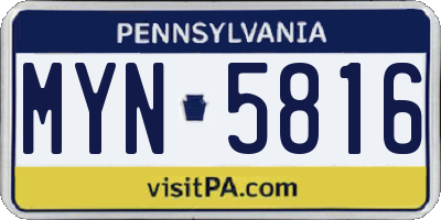 PA license plate MYN5816