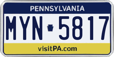 PA license plate MYN5817