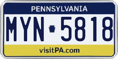 PA license plate MYN5818