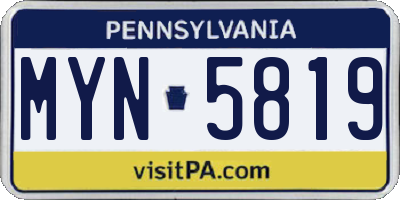 PA license plate MYN5819
