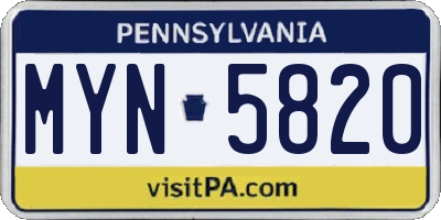 PA license plate MYN5820