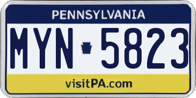 PA license plate MYN5823