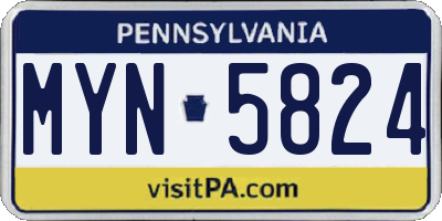 PA license plate MYN5824