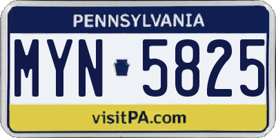 PA license plate MYN5825