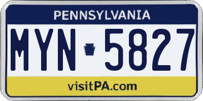 PA license plate MYN5827