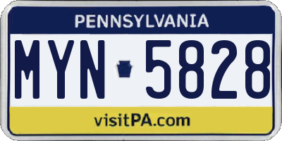 PA license plate MYN5828
