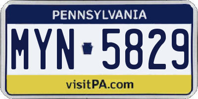 PA license plate MYN5829