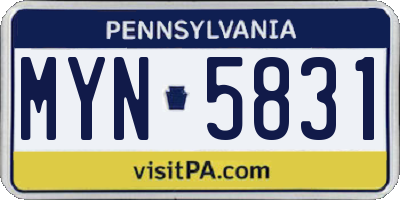 PA license plate MYN5831