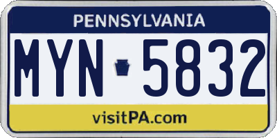 PA license plate MYN5832