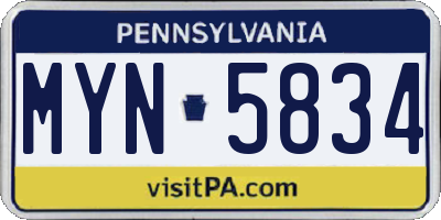 PA license plate MYN5834