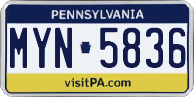 PA license plate MYN5836
