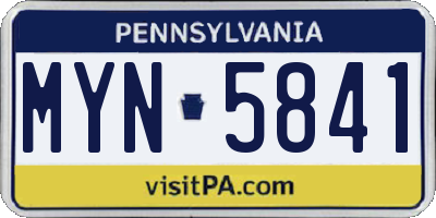 PA license plate MYN5841