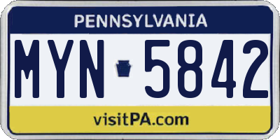 PA license plate MYN5842