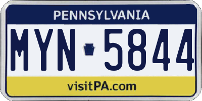 PA license plate MYN5844