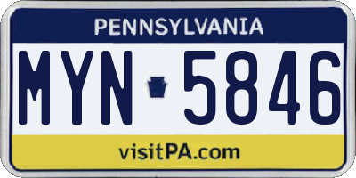 PA license plate MYN5846