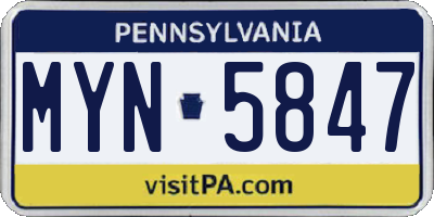PA license plate MYN5847