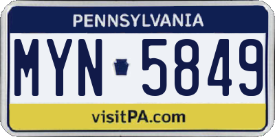 PA license plate MYN5849