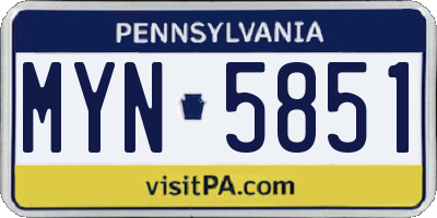 PA license plate MYN5851