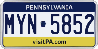 PA license plate MYN5852