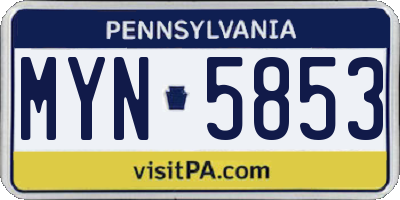 PA license plate MYN5853