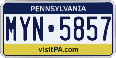 PA license plate MYN5857