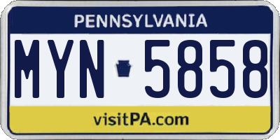PA license plate MYN5858
