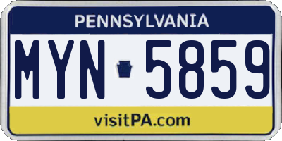 PA license plate MYN5859