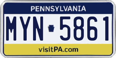PA license plate MYN5861