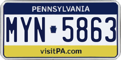 PA license plate MYN5863
