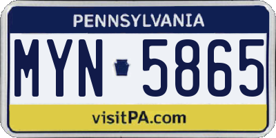 PA license plate MYN5865