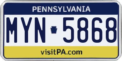 PA license plate MYN5868