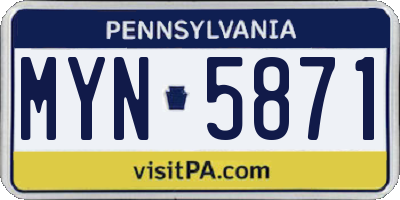 PA license plate MYN5871