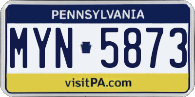 PA license plate MYN5873