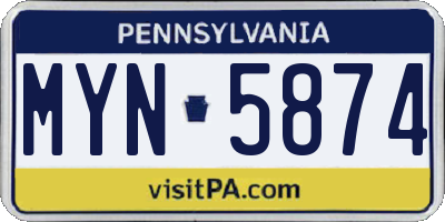 PA license plate MYN5874