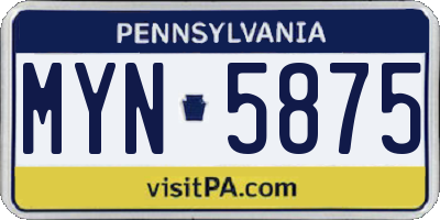 PA license plate MYN5875