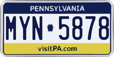 PA license plate MYN5878