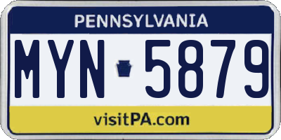 PA license plate MYN5879
