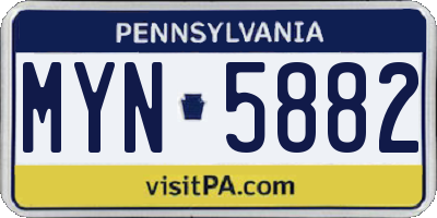 PA license plate MYN5882