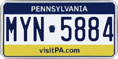 PA license plate MYN5884