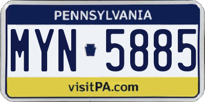 PA license plate MYN5885