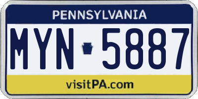 PA license plate MYN5887