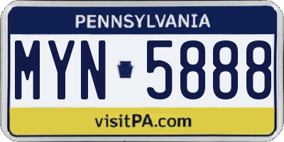 PA license plate MYN5888