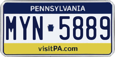 PA license plate MYN5889