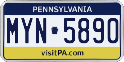 PA license plate MYN5890