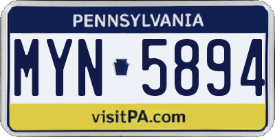 PA license plate MYN5894