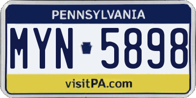 PA license plate MYN5898