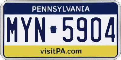 PA license plate MYN5904