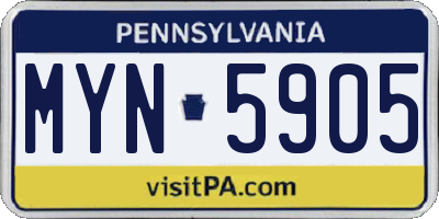 PA license plate MYN5905